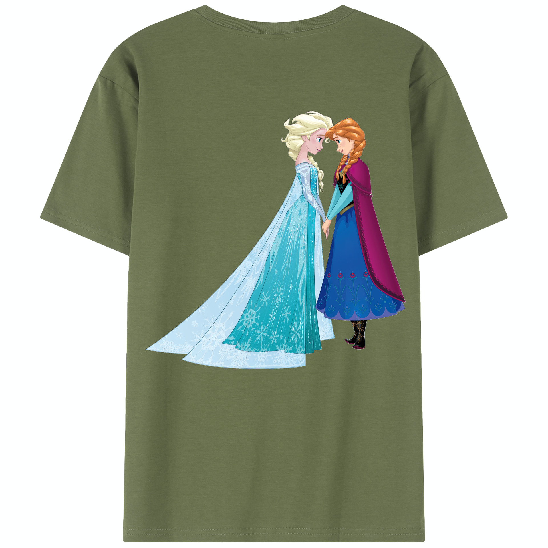 （画像用） アナと雪の女王 アンナ エルサ Frozen Anna Elsa 綿100％半袖Tシャツ（背面プリント）